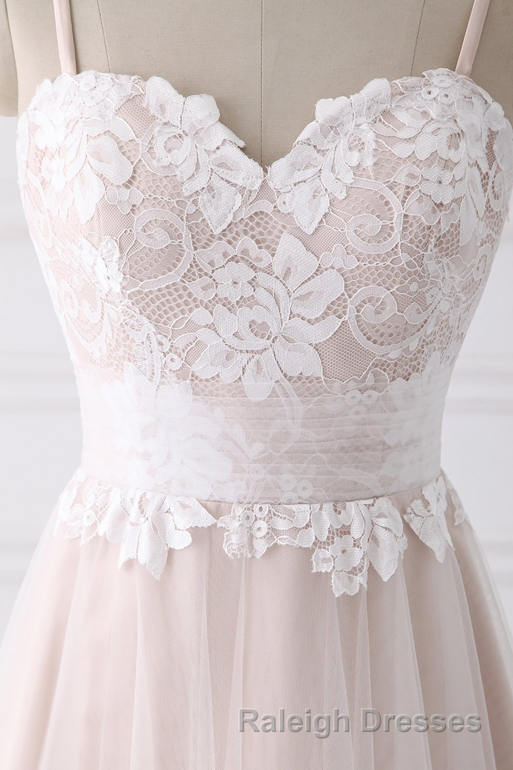 Girly Spaghetti Straps Long A Line Floor Length Wedding Dress