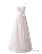 Girly Spaghetti Straps Long A-line Floor Length Wedding Dresses