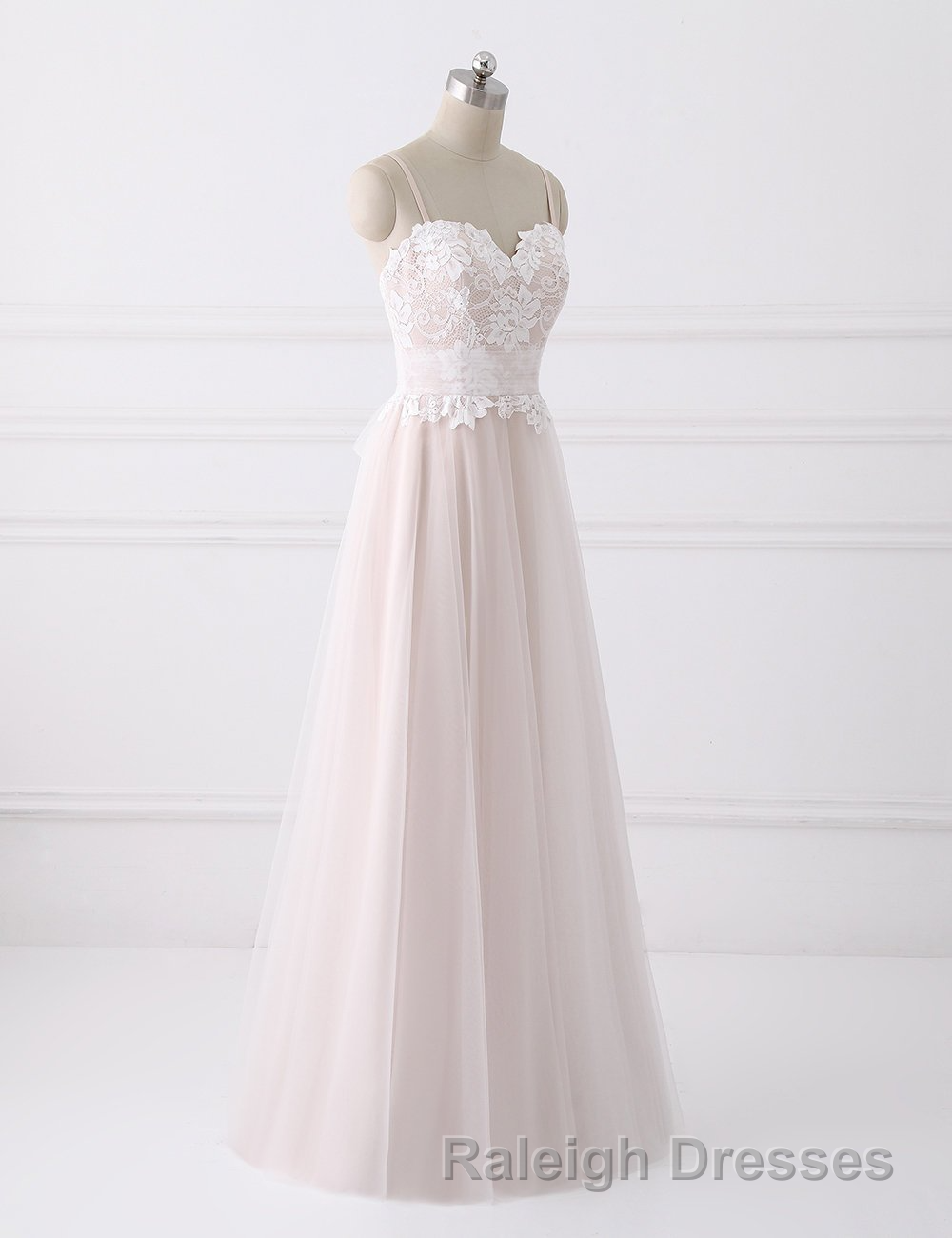 Girly Spaghetti Straps Long A-line Floor Length Wedding Dresses