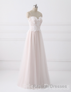 Girly Spaghetti Straps Long A-line Floor Length Wedding Dresses