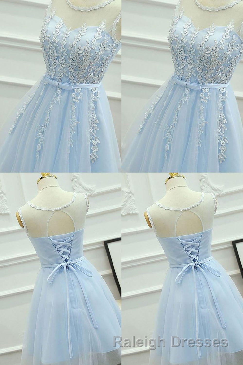Blue Round Neck A Line Homecoming Dresses Secondary image