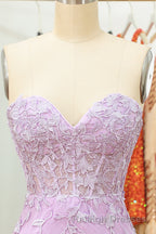 Purple Lace Tight Short Hoco Dress