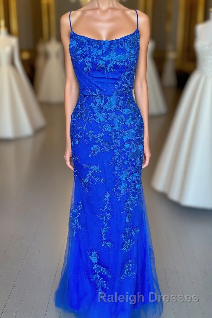 Royal Blue Mermaid Prom Dresses with Appliques Main image
