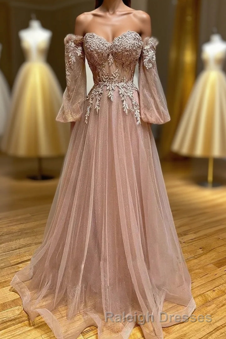 Blush Corset Off the Shoulder Long Prom Dress with Appliques Main image