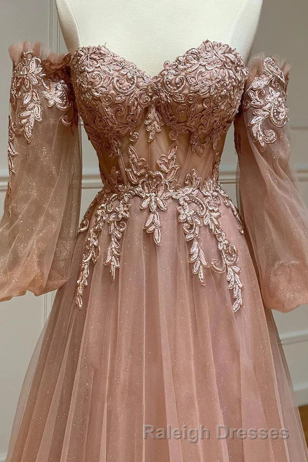 Blush Corset Off the Shoulder Long Prom Dress with Appliques Secondary image