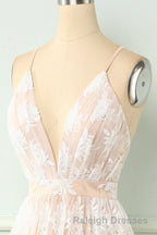 Spaghetti Straps White Prom Dress
