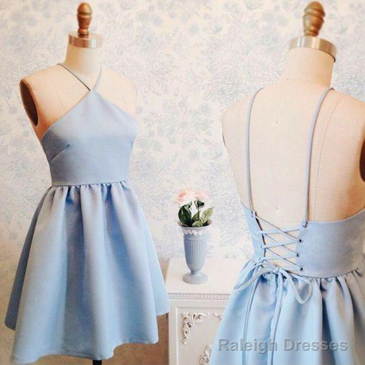 A-Line Backless Short Blue Prom Dress Short Blue Homecoming Prom Dress Prom Dress Secondary image