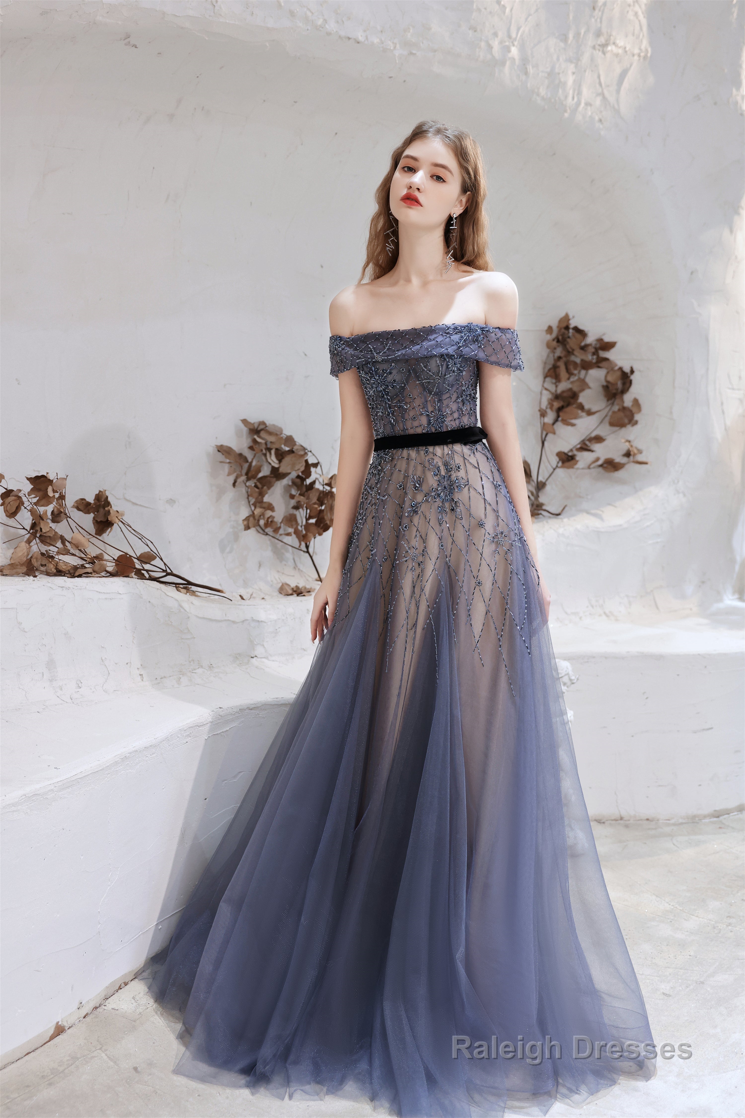 A Line Bateau Neck Floor Length Short Sleeves Zipper Prom Dresses