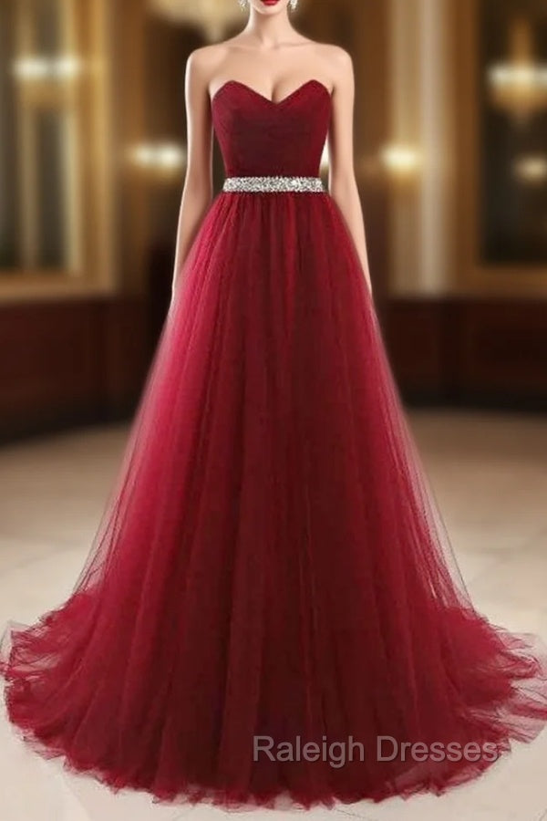 A Line Beading Belt Long Charming Prom Dresses Floor Length Prom Dresses Main image