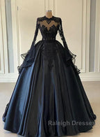 A-Line Beading Long Sleeves Lace Wedding Dresses