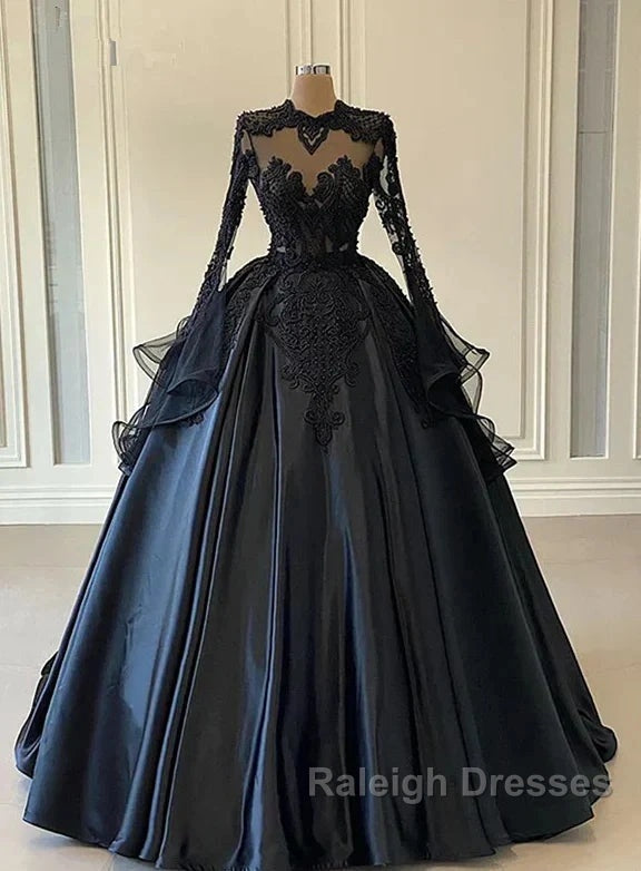 A-Line Beading Long Sleeves Lace Wedding Dresses