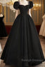 A Line Black Formal Dress Satin Birthday Party Dress