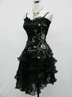 A-Line Black Ruffle Short Prom Dresses Homecoming Dresses