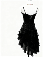 A-Line Black Ruffle Short Prom Dresses Homecoming Dresses