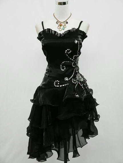 A-Line Black Ruffle Short Prom Dresses Homecoming Dresses Main image