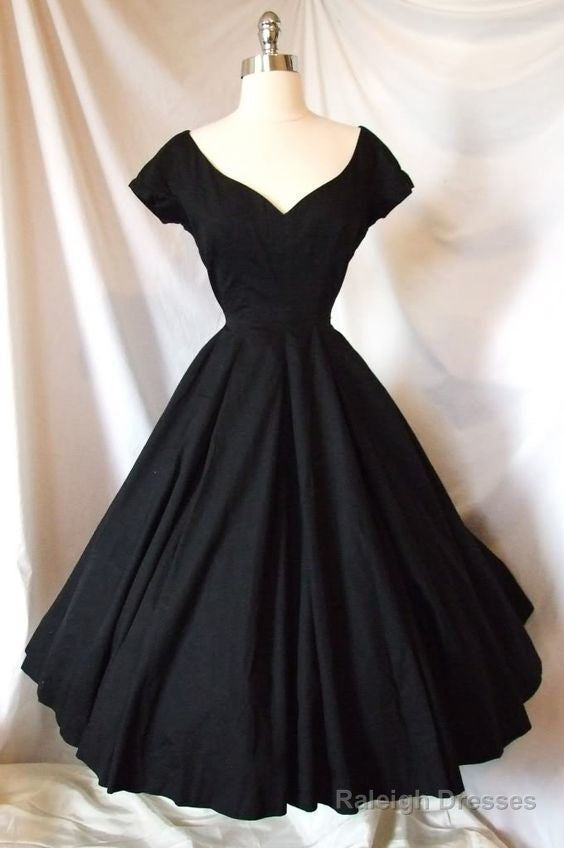 A-Line Black Satin Cocktail Prom Dress Homecoming Dresses Main image