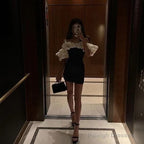 A Line black satin off the shoulder homecoming dress 18th birthday outfits