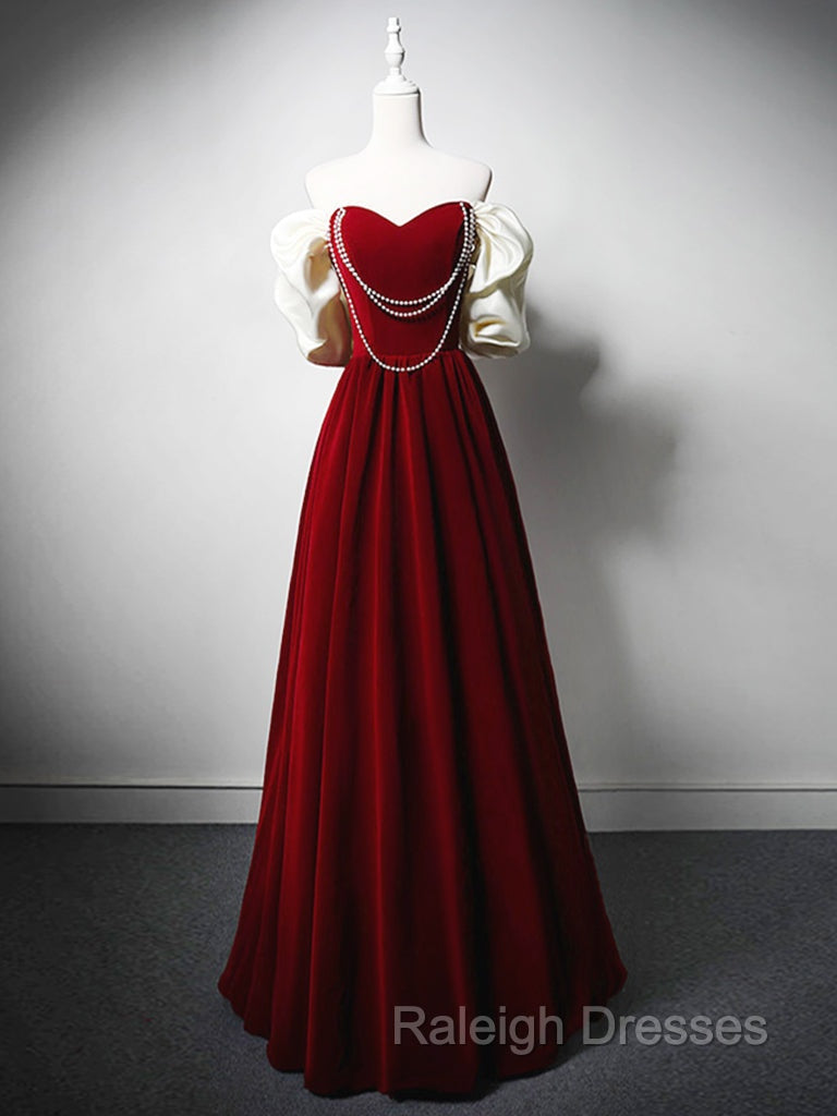 A Line Black Velvet Long Prom Dress, Black Long Prom Dress