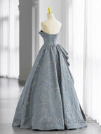 A-Line Blue-Grey Sweetheart Long Formal Party Dress Floor Length Tulle Prom Dress