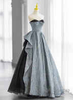 A-Line Blue-Grey Sweetheart Long Formal Party Dress Floor Length Tulle Prom Dress