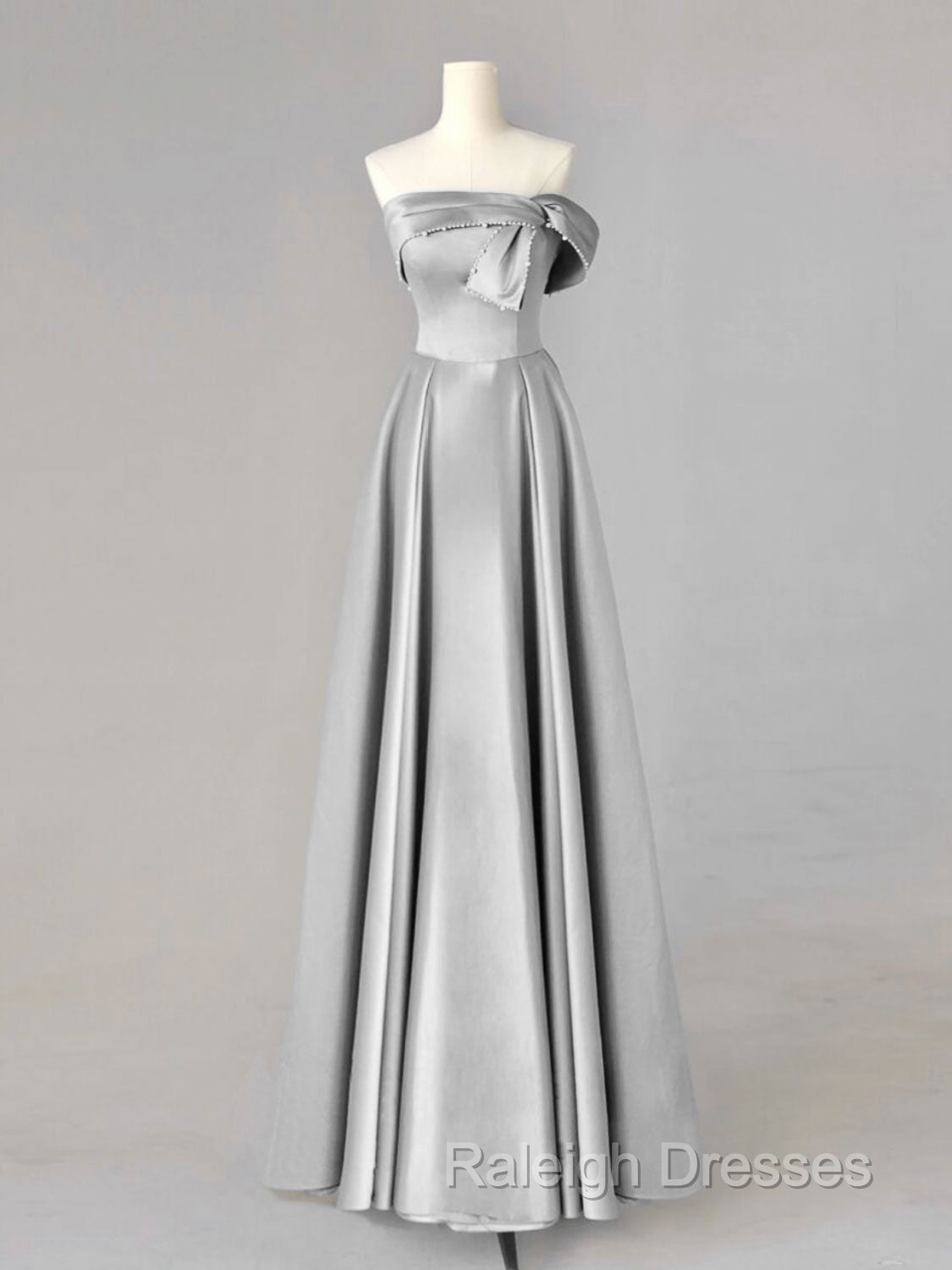 A Line Blue Satin Long Prom Dress Blue Prom Dress