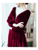 A-Line Bridesmaid Dress Jewel Neck Long Sleeve Elegant Floor Length Tulle / Velvet With Sequin / Bandage