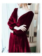 A-Line Bridesmaid Dresses Jewel Neck Long Sleeve Elegant Floor Length Tulle / Velvet With Sequin / Bandage