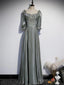 A-Line Bridesmaid Dresses Square Neck Half Sleeve Elegant Floor Length Satin With Bow(S) / Beading