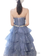 A-Line Bridesmaid Dresses Strapless Sleeveless Elegant Knee Length Tulle / Sequined With Sash / Ribbon / Sequin