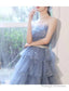 A-Line Bridesmaid Dresses Strapless Sleeveless Elegant Knee Length Tulle / Sequined With Sash / Ribbon / Sequin