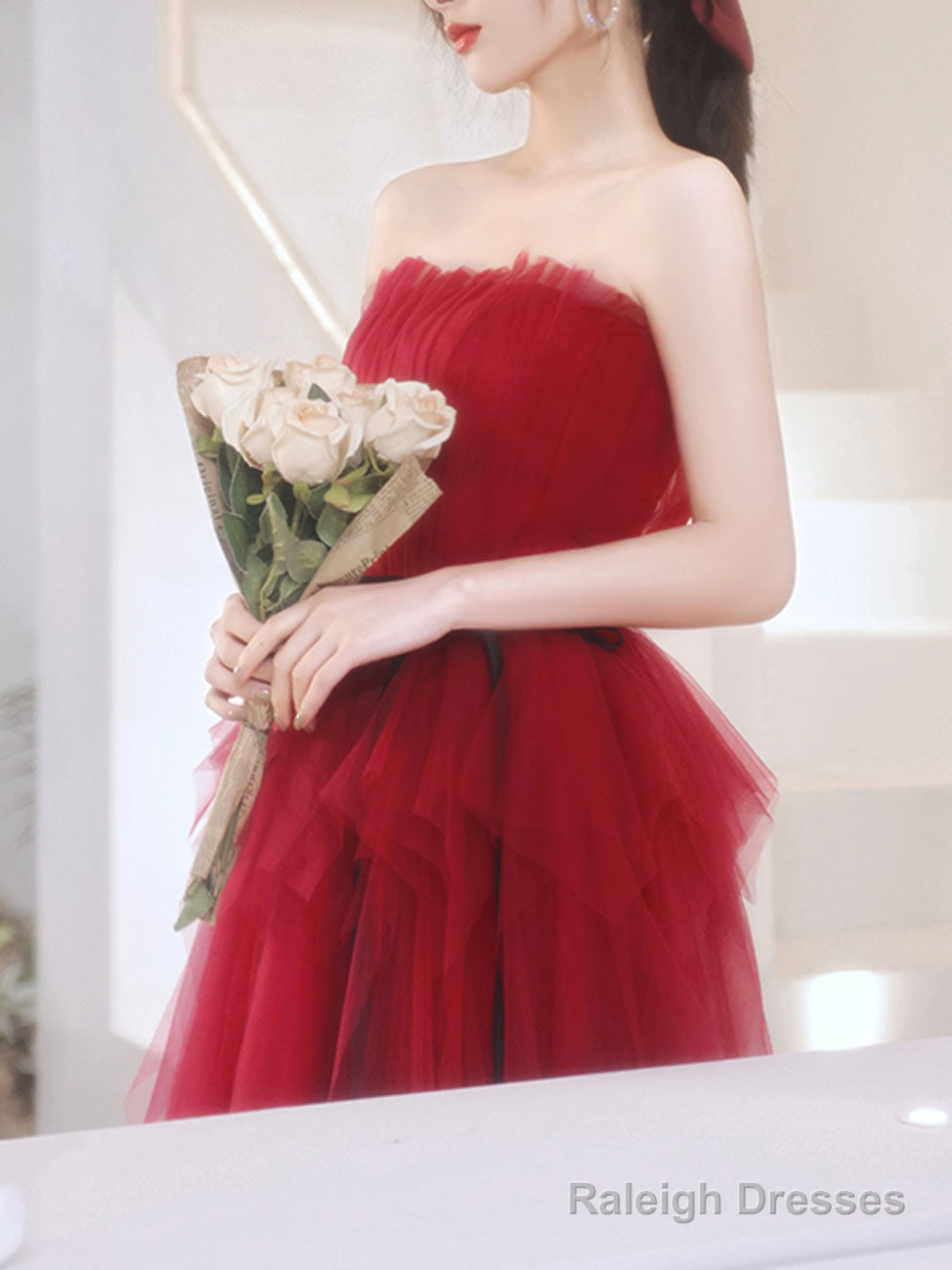 A-Line Burgundy Short Prom Dress Cute Burgundy Homecoming Dresses