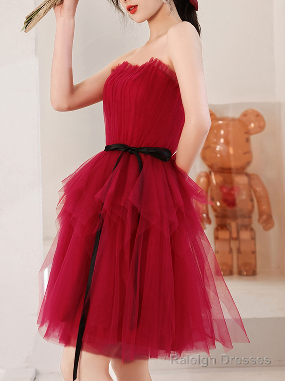 A-Line Burgundy Short Prom Dress Cute Burgundy Homecoming Dresses