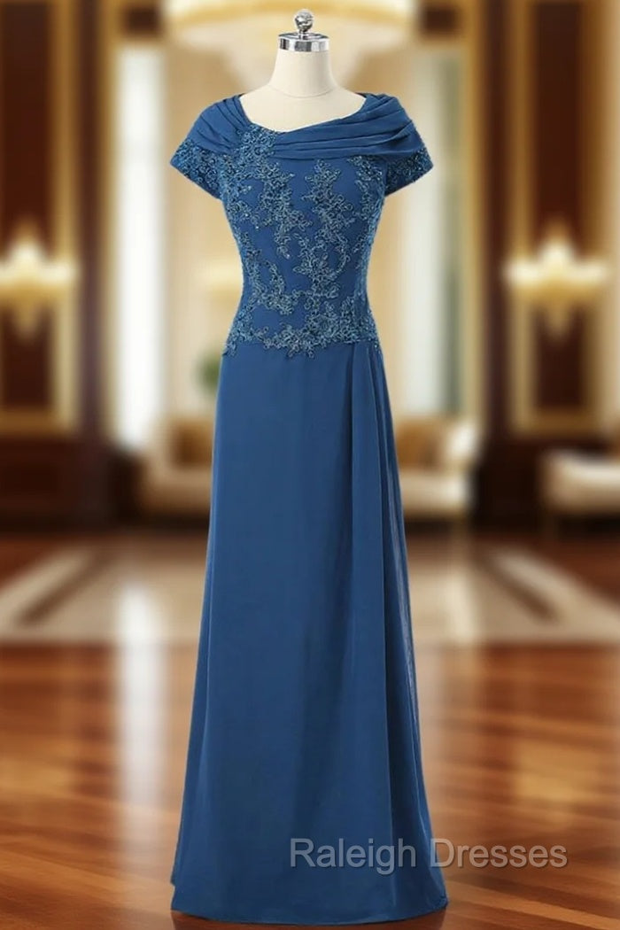 A Line Cap Sleeves Royal Blue Mother Of The Bride Dress Main image