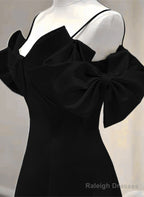 A-Line Chiffon Black Off Shoulder Sweetheart Prom Dress, Black Chiffon Party Dress