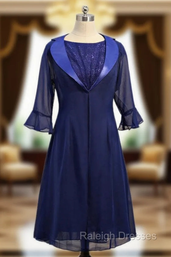 A-line Chiffon Lace Dark Blue Mother Of The Bride Dresses Main image