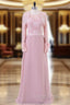 A Line Chiffon Lace Pink Mother Of The Bride Dress