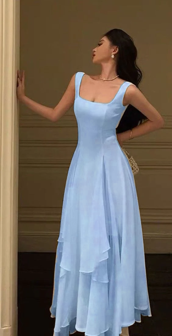 A Line Chiffon Prom Dresses,Long Evening Dress,Formal Dress