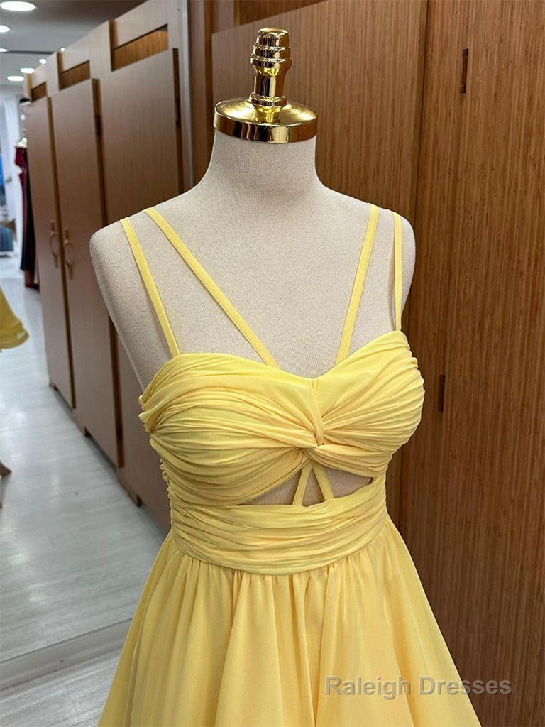 A-Line Chiffon Yellow Short Prom Dress, Yellow Homecoming Dress