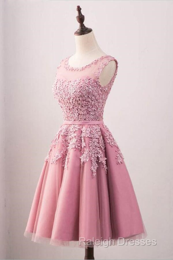 A-Line Crew Knee-Length  Tulle Homecoming Dress With Appliques Secondary image