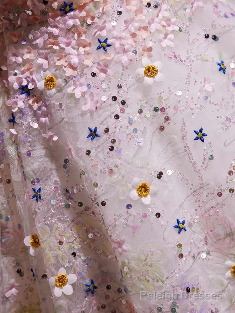 A-Line Cute Sweetheart Neck Flower Short Prom Dress, Flower Sequin Homecoming Dress