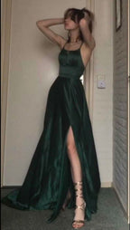 A-Line Dark Green Long Prom Dresses Prom Dresses