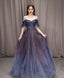 A-Line Dark Purple Tulle Long Prom Dresses Purple Prom Dress