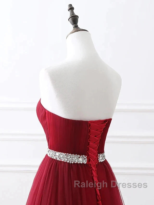 A Line Elegant Quinceanera Prom ValentineS Day Dresses Strapless Sleeveless Chapel Train Satin With Crystals