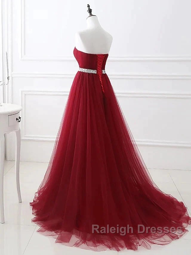A Line Elegant Quinceanera Prom ValentineS Day Dresses Strapless Sleeveless Chapel Train Satin With Crystals