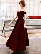 A-Line Prom Gowns Elegant Dresses Wedding Guest Ankle Length Short Sleeve Off Shoulder Velvet With Sleek