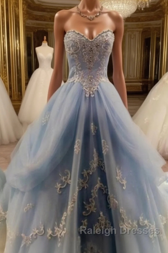 A-Line Floor-Length Lace Prom Dresses, Sweetheart Prom Dresses, Charming Evening Dresses Main image
