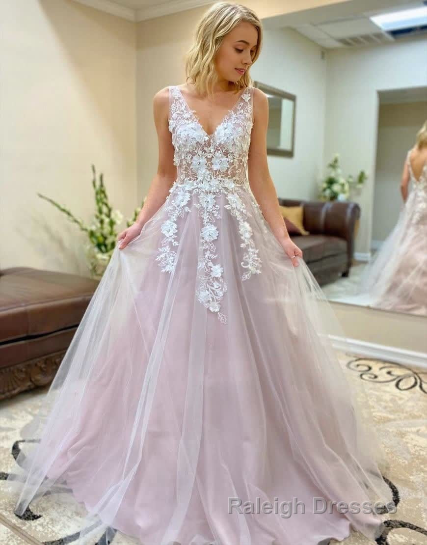 A Line Floor Length Prom Prom Dress With Appliques