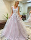 A Line Floor Length Prom Prom Dress With Appliques