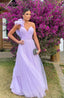 Light Purple A-Line Floor-Length Tulle Prom Dresses Long Prom Gowns Bridesmaid Dresses