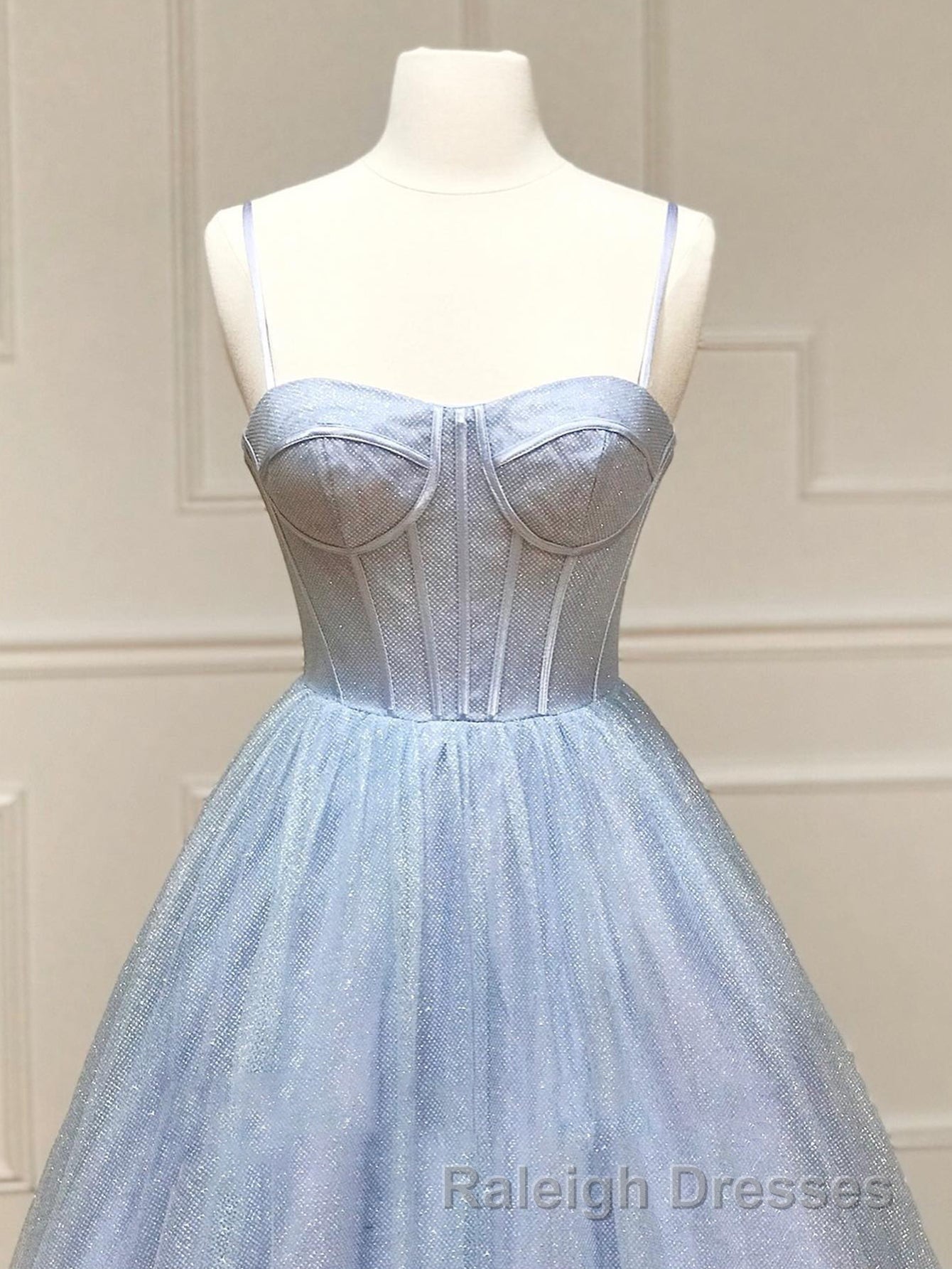 A Line Glitter Tulle Prom Dress with Pockets